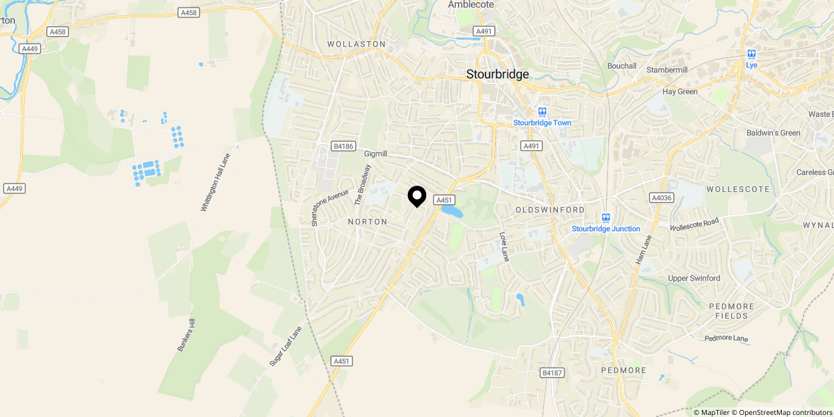 Approximate location of Witton Street, Stourbridge, DY8 3YF