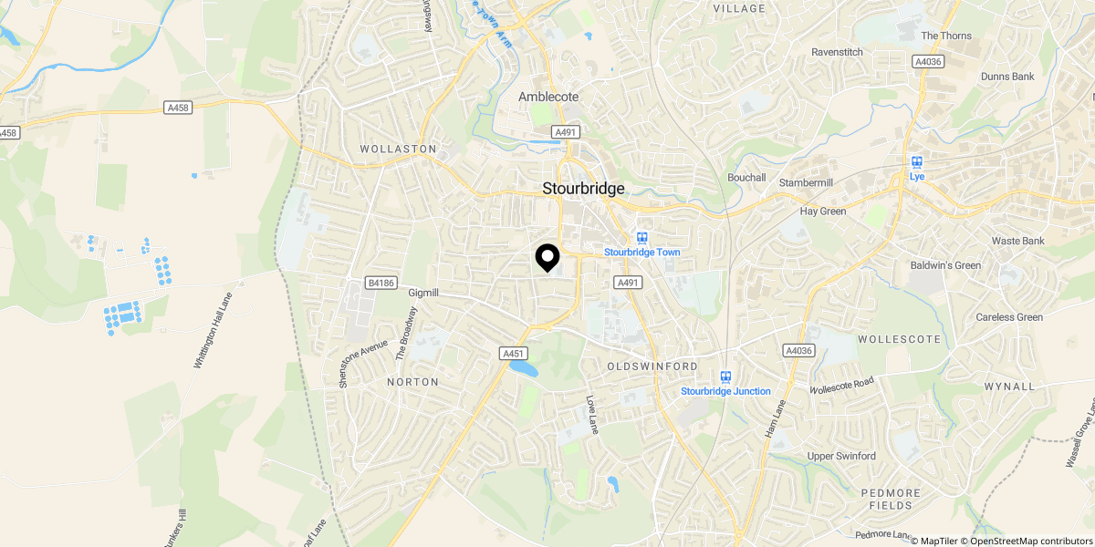 Approximate location of Oxford Drive (Off Pargeter Street), Old Quarter, Stourbridge, DY8 1BP