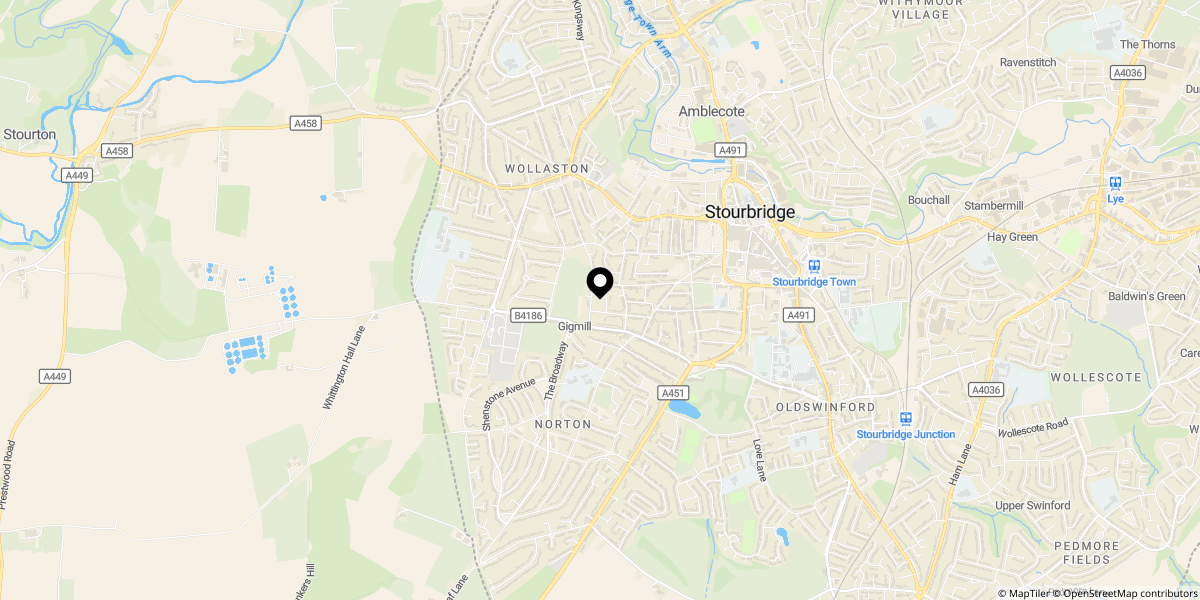 Approximate location of South Road, Old Quarter, Stourbridge, DY8 3UJ
