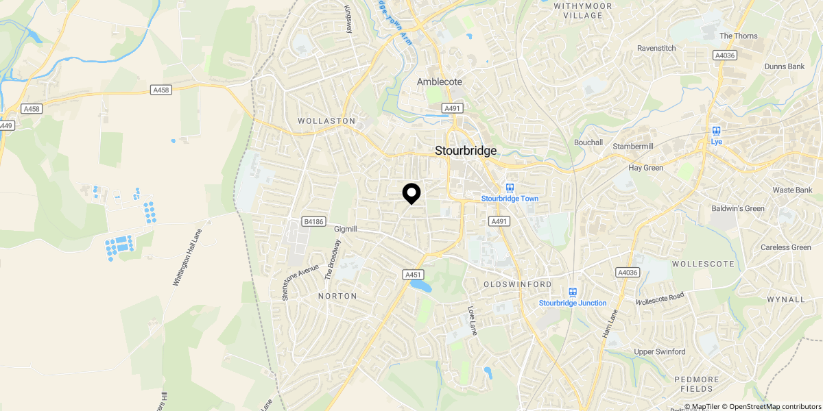 Approximate location of Beale Street, Stourbridge, DY8 3XP