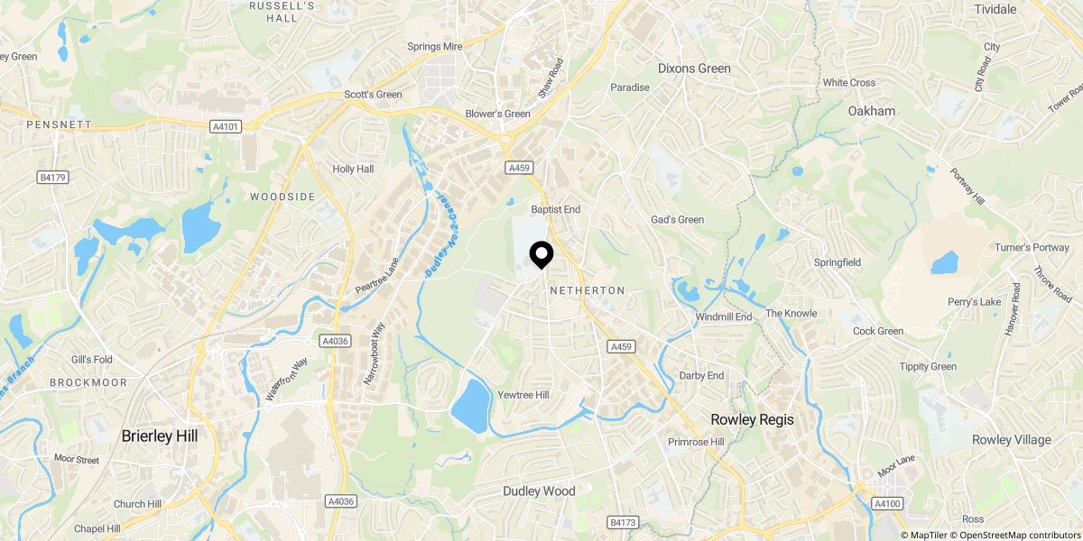 Approximate location of Blackbrook Road, Netherton, Dudley, DY2 0NT